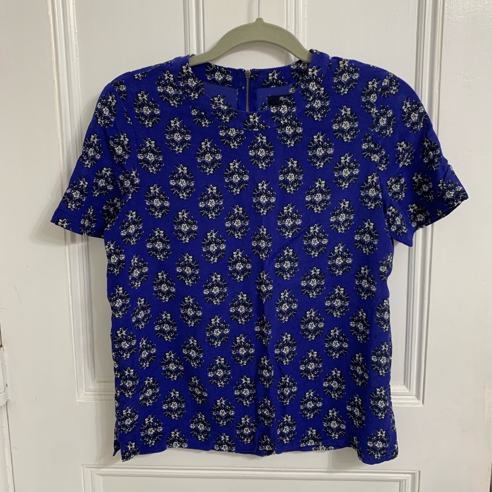 Madewell Blue Floral Print Top